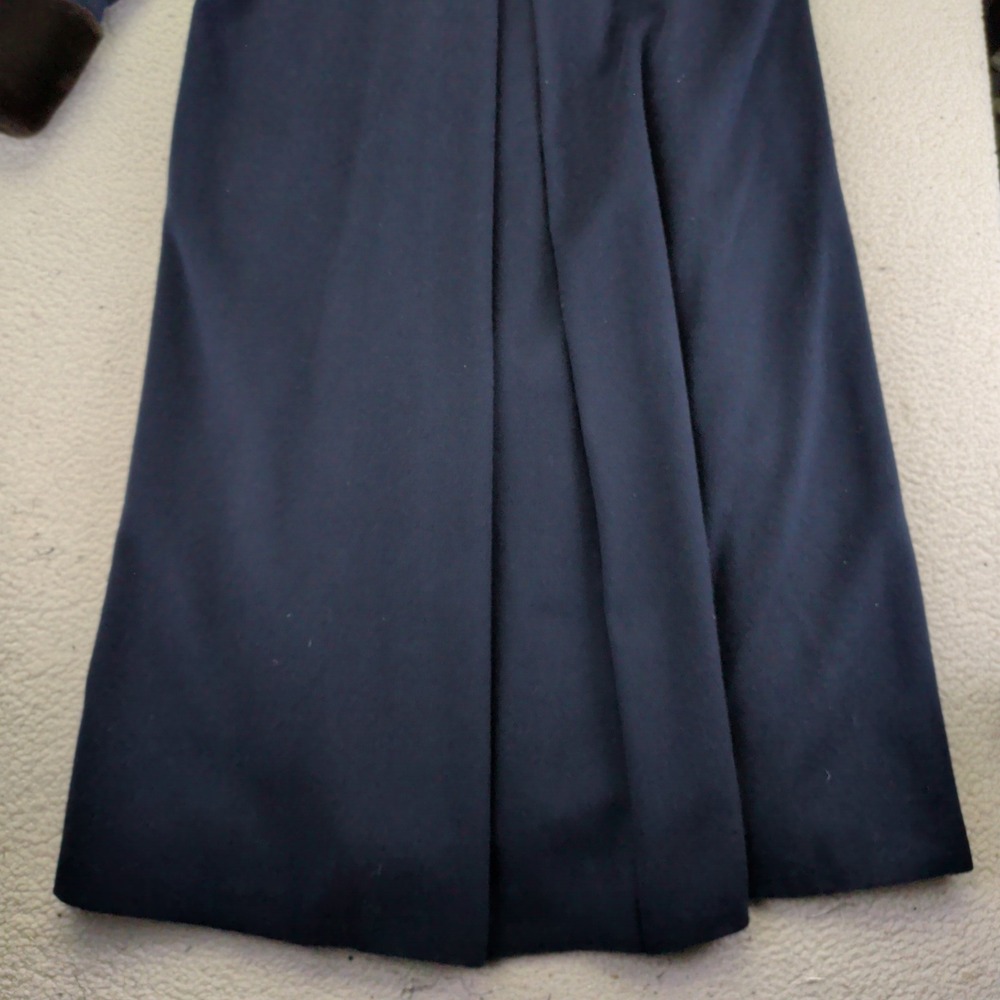 Steve Searle Women's Navy Blue Wool Blend Faux Fur Collar Long Coat Size 4 Small - Picture 6 of 8
